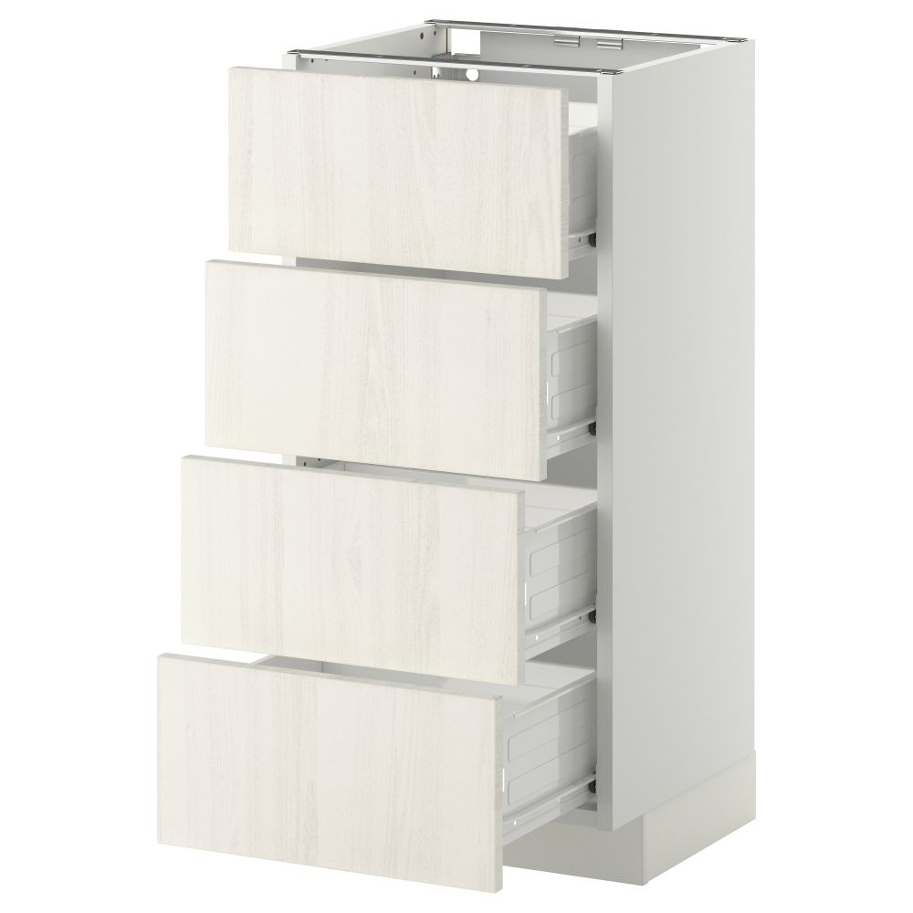 Напольный шкаф 4 фронтальных панели, 4 ящика МЕТОД / ФОРВАРА, белый, Росдаль белый - схема-чертеж с размерами