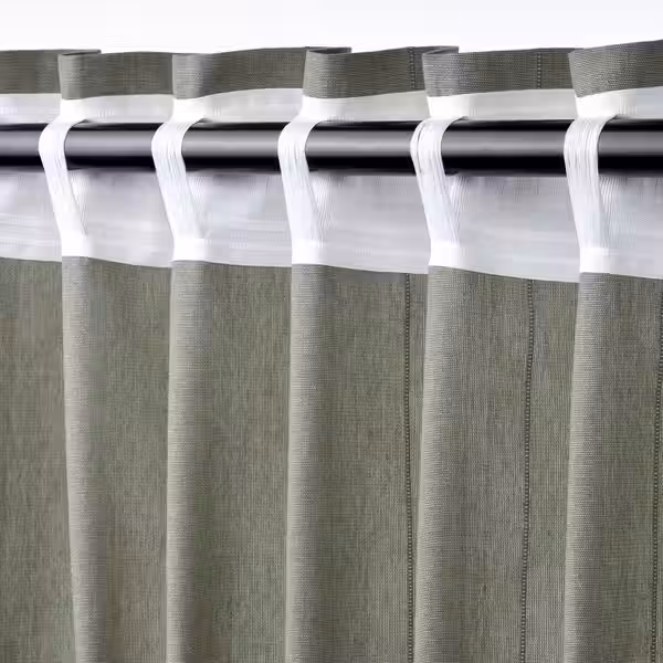 LENDA Гардины с прихватом, 2 шт. - светлый серо-зеленый/с лентой 140x300 см - фото 6
