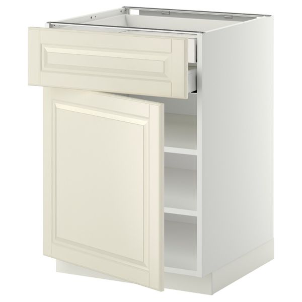 Напольный шкаф дверцы/фр панель/плк/2 низких ящ, белый/Будбин белый с оттенком 60x60 см IKEA METOD МЕТОД 292.321.08 - схема-чертеж с размерами