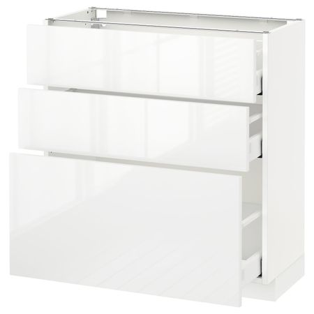 Напольный шкаф с 3 ящиками, белый/Рингульт белый 80x37 см IKEA METOD МЕТОД / MAXIMERA МАКСИМЕРА 192.361.64