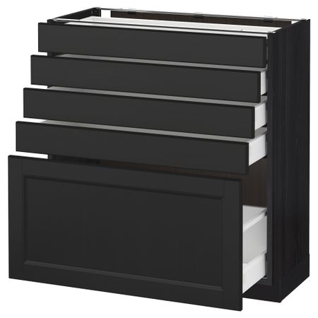 Напольный шкаф с 5 ящиками МЕТОД / МАКСИМЕРА, черный, Лаксарби черно-коричневый
