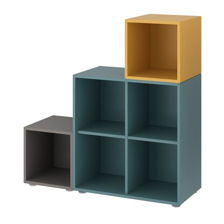 Комбинация шкафов с ножками, темно-серый серо-бирюзовый/золотисто-коричневый 105x35x107 см IKEA EKET ЭКЕТ 093.860.93