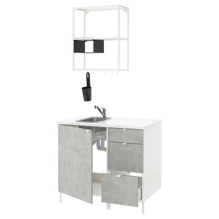 Кухня, 103x63.5x222 см, белый, под бетон IKEA BEGIVENHET БЕГИВЕНХЕТ 293.367.09