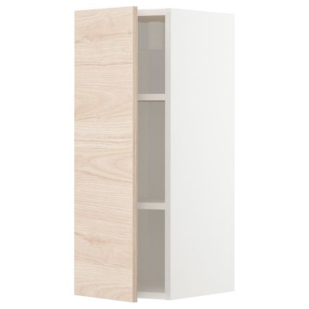 Навесной шкаф с полками, белый/Аскерсунд под светлый ясень 30x80 см IKEA METOD МЕТОД 894.455.74