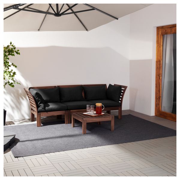3-местный диван, садовый ЭПЛАРО, коричневая морилка, Холло черный черный (223x80x73 см) - фото 2