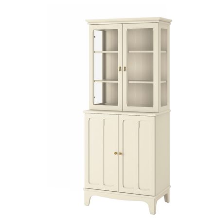 Шкаф со стеклянными дверцами, светло-бежевый 86x199 см IKEA LOMMARP ЛОММАРП 304.369.96