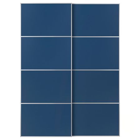 MEHAMN Пара раздвижных дверей - алюминий/двусторонний синий 150x201 см