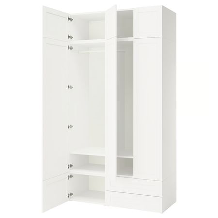 PLATSA Гардероб, комбинация - белый/Sannidal белый 140x57x261 см
