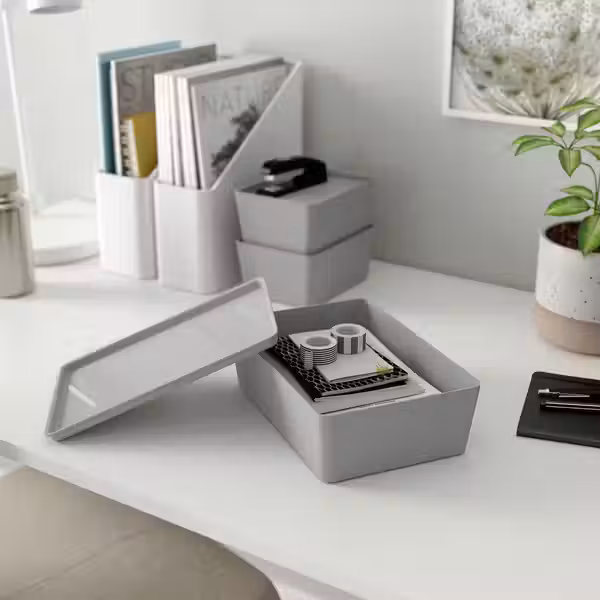 KUGGIS Контейнер с крышкой - светло-серый 18x26x8 см - фото 2