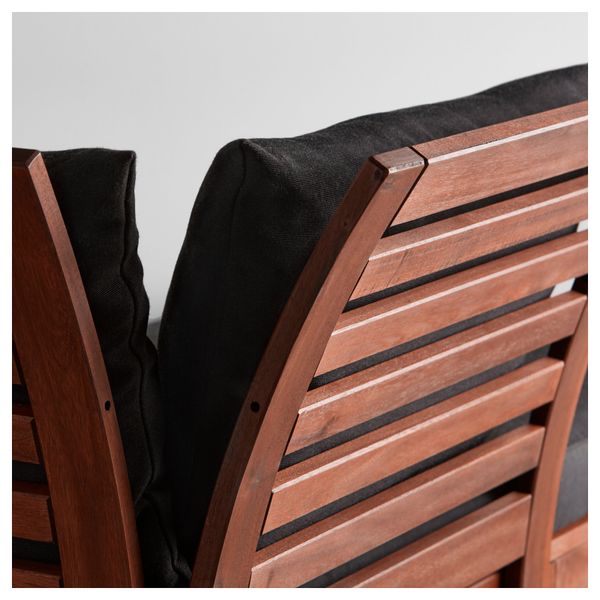 4-местный диван + табурет для ног, садовый ЭПЛАРО / ХОЛЛО, коричневая морилка, черный (143/286x80x73 см) - схема-чертеж с размерами