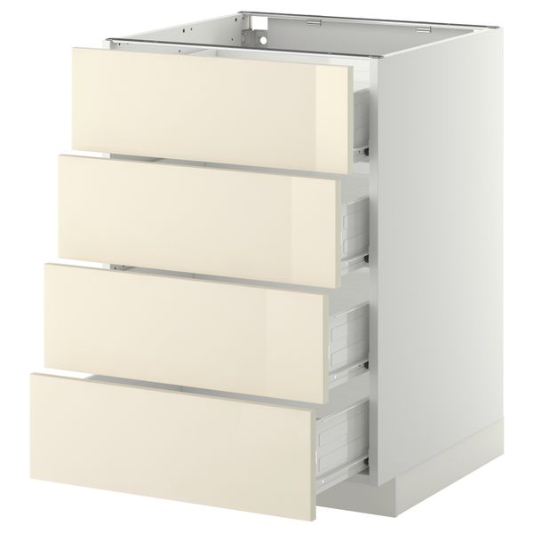 Напольный шкаф 4 фронтальных панели, 4 ящика МЕТОД / ФОРВАРА, белый, Рингульт кремовый - схема-чертеж с размерами