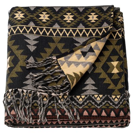 Плед, коричневый/желтый 150x200 см IKEA HELGUN ХЕЛЬГУН 305.029.34