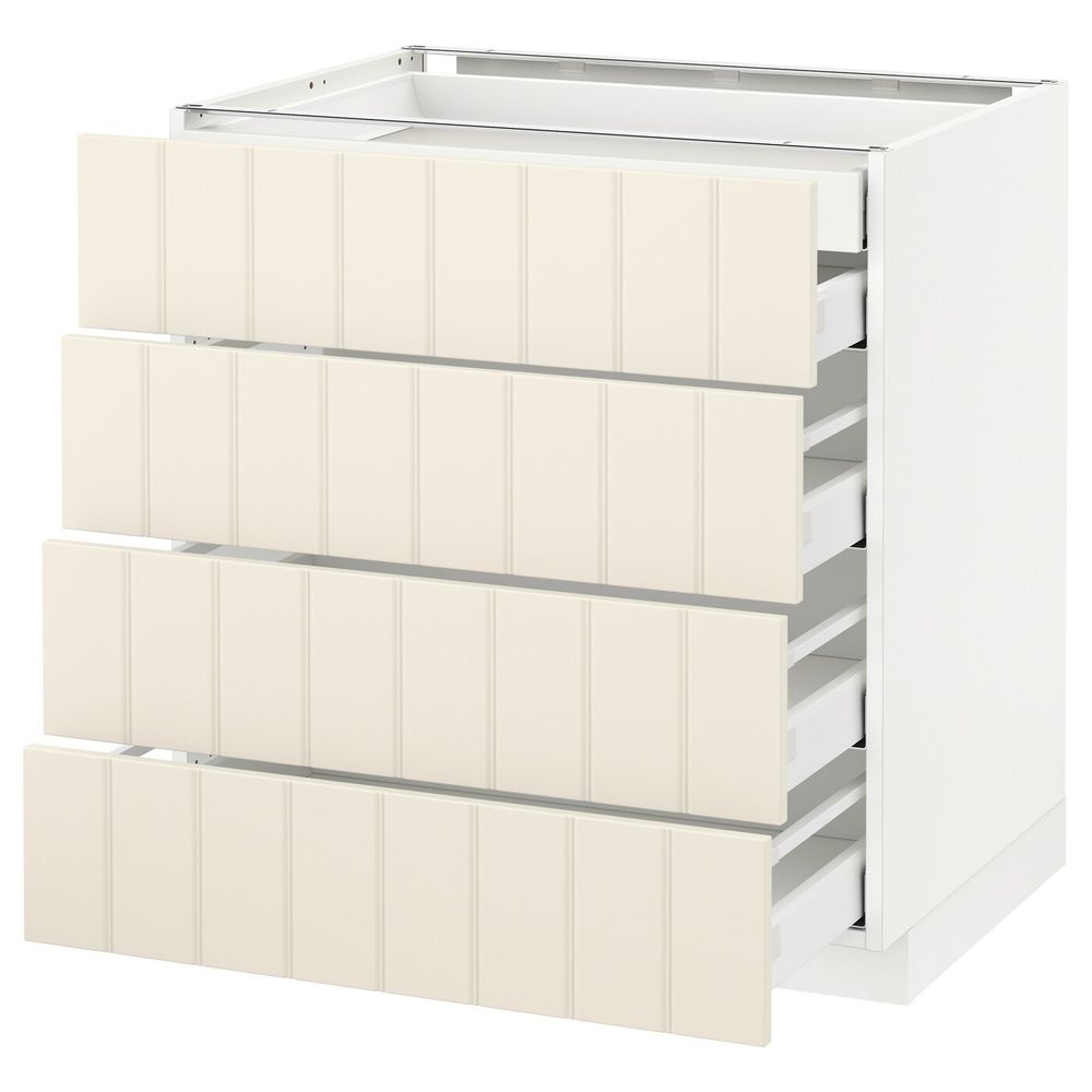 Напольный шкаф 4 фронтальных, 2 низких, 3 средних ящ, белый/Хитарп белый с оттенком 80x60 см IKEA METOD МЕТОД / MAXIMERA - схема-чертеж с размерами