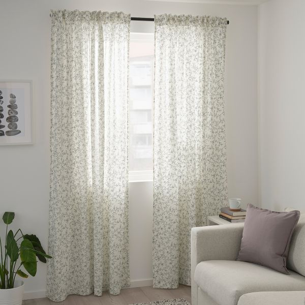 Гардины, 2 шт., белый, серый 145x300 см IKEA BRANDNÄVA БРАНДНЭВА 304.596.00 - фото 3