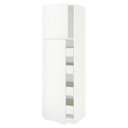 Высокий шкаф/2дверцы/4ящика, белый/Хэггеби белый 60x60x200 см IKEA МЕТОД / ФОРВАРА 393.534.30