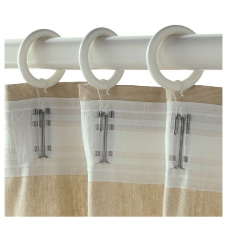 Гардин кольцо с зажимом и крючком ПОРТИОН, белая морилка (47 мм)