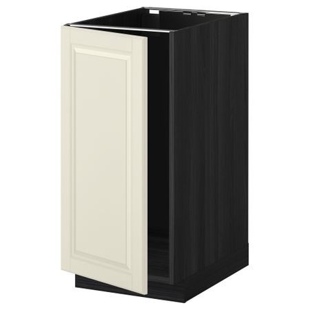 Напольный шкаф для мойки, мусорных контейнер МЕТОД, черный, Будбин белый с оттенком (40x60 см)