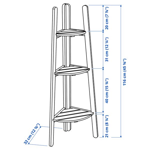 Пьедестал для цветов, светло-коричневая морилка IKEA ASKSTOCKHOLM СТОКГОЛЬМMEN АСКХОЛЬМЕН 102.586.69 - схема-чертеж с размерами