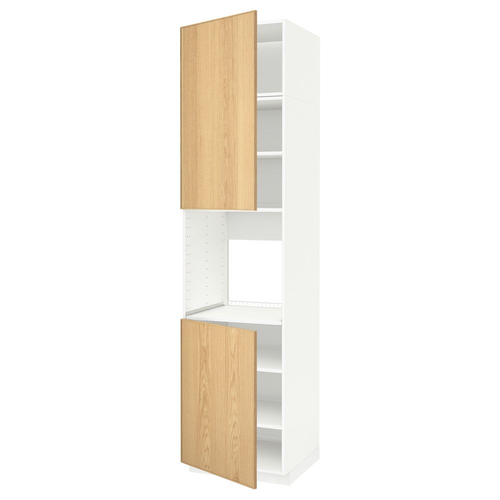 Высокий шкаф для/духовки, 2 дверцы, полки IKEA METOD МЕТОД 792.334.12 - схема-чертеж с размерами