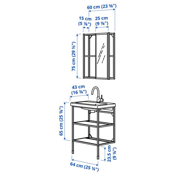 Комплект мебели для ванной,9 предмета, 64x43x87 cm IKEA TVÄLLEN ЛЕН ТВЭЛЛЕН, BEGIVENHET БЕГИВЕНХЕТ 293.375.77 - фото 5