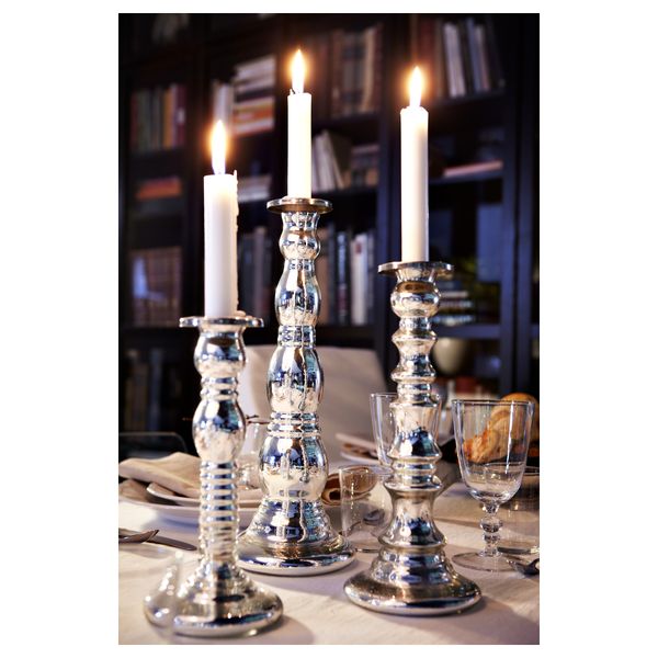 Подсвечник ШИММЕР, стекло, серебристый (28 см) - фото 2