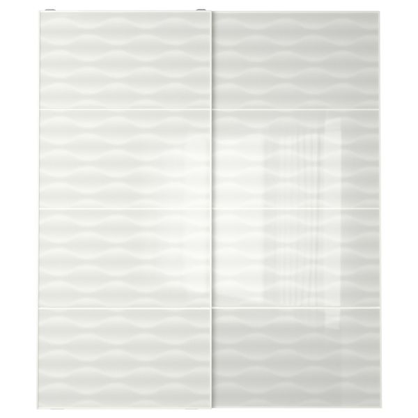 Пара раздвижных дверей ИННФЬОРДЕН, белое стекло - фото 1