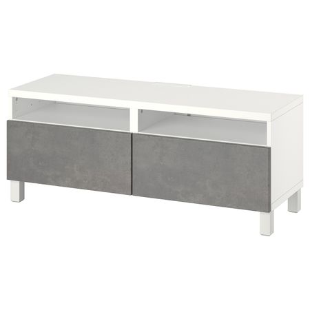 Тумба под ТВ, с ящиками, белый/Кэлльв/Стуббарп темно-серый 120x42x48 см IKEA BESTÅ БЕСТО 394.401.97