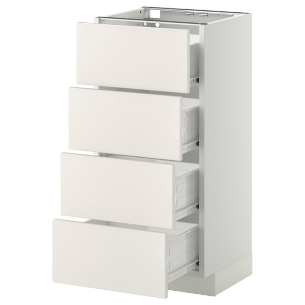 Напольный шкаф 4 фронтальных панели, 4 ящика МЕТОД / ФОРВАРА, белый, Веддинге белый - схема-чертеж с размерами