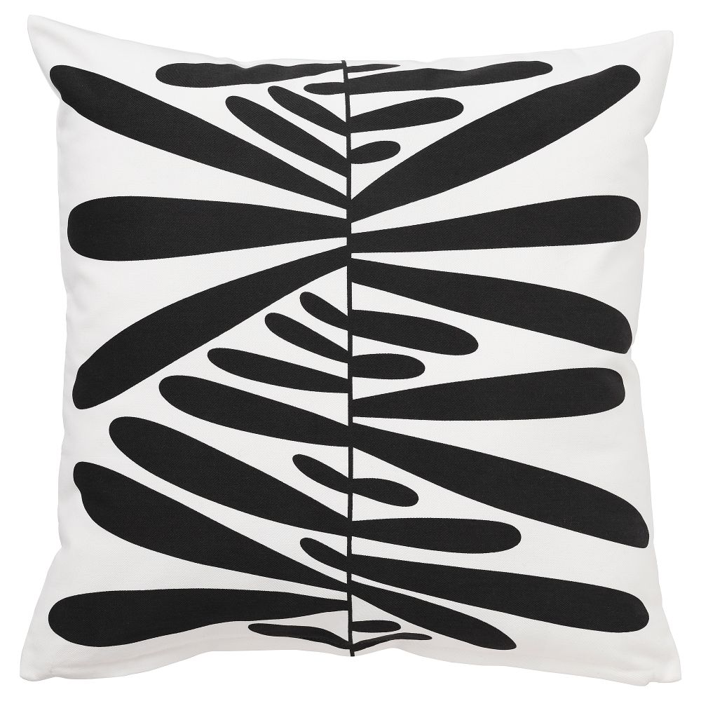 Чехол на подушку, белый с оттенком, черный, 50x50 см IKEA MAJSMOTT 305.634.37 - фото 1