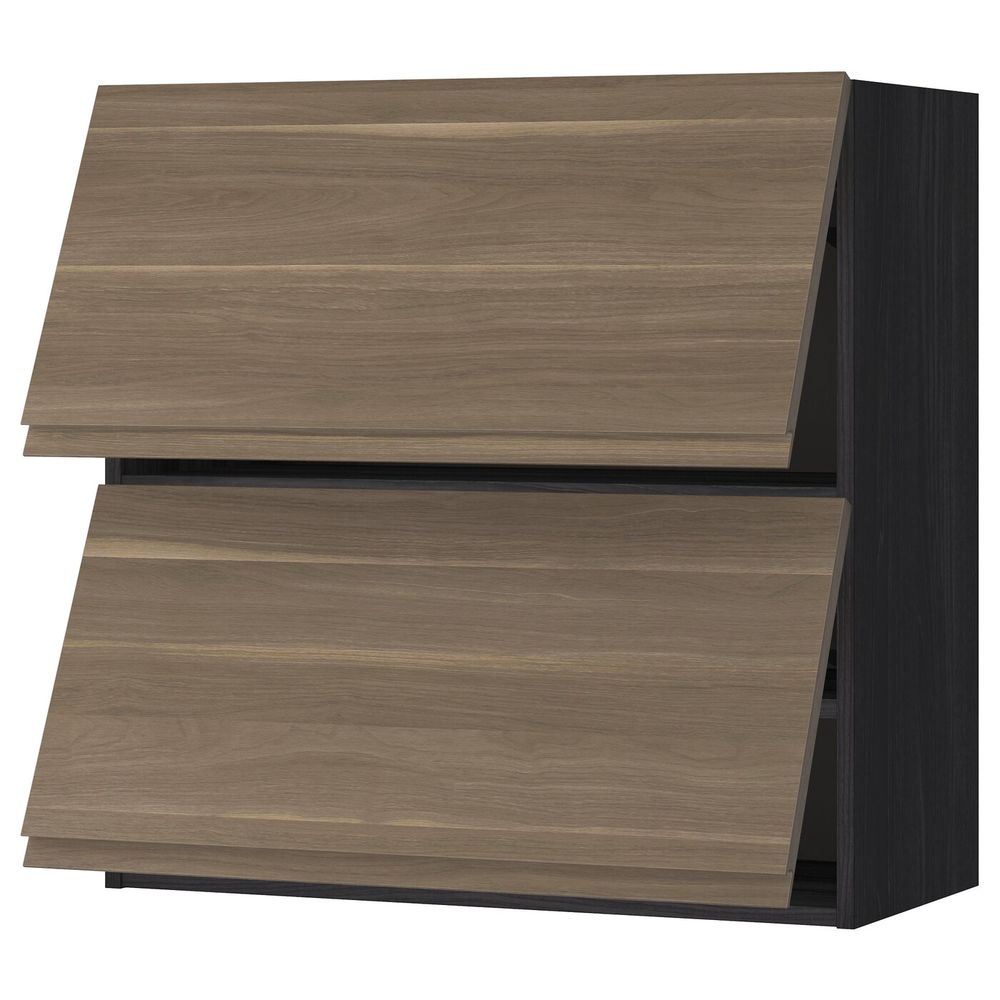 Навесной шкаф, 2 дверцы, горизонтал, черный, Воксторп грецкий орех 80x80 см IKEA МЕТОД 192.251.89 - схема-чертеж с размерами