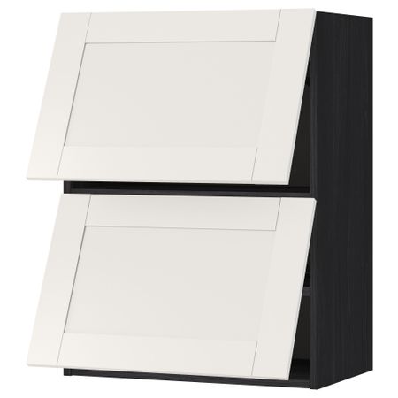 Навесной шкаф, 2 дверцы, горизонтальный МЕТОД, черный, Сэведаль белый