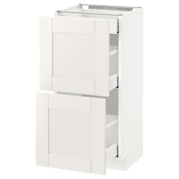 Напольный шкаф/2фасада/3ящика, белый/Сэведаль белый 40x37 см IKEA METOD МЕТОД / MAXIMERA МАКСИМЕРА 292.387.37 - фото 1