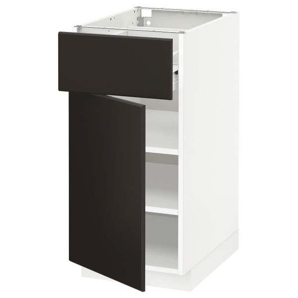 Напольный шкаф с ящиком/дверью, белый/Кунгсбакка антрацит 40x60 см IKEA МЕТОД / ФОРВАРА 792.197.36 - схема-чертеж с размерами