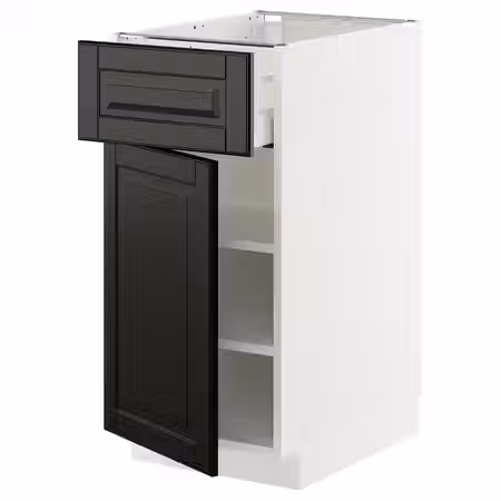 METOD / MAXIMERA Напольный шкаф с ящиком/дверцей - белый/Bodbyn чёрный 40x60 см