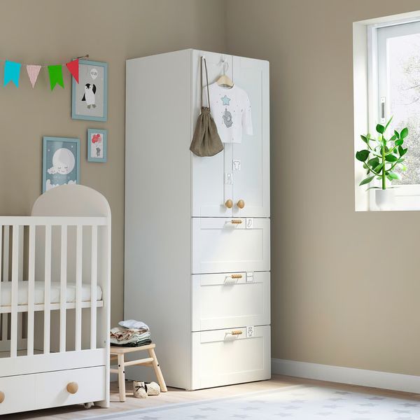 SMÅSTAD / PLATSA Гардероб - белый с рамой/с 3 ящиками 60x57x181 см - фото 2