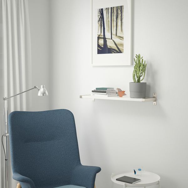 Полка навесная, белый/никелированный 80x20 см IKEA BERGSHULT БЕРГСХУЛЬТ / GRANHULT ГРАНГУЛЬТ 892.908.26 - фото 2