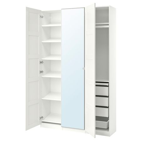 Гардероб, комбинация, белый/зеркальное стекло 150x38x236 см IKEA PAX ПАКС / BERGSBO/VIKEDAL БЕРГСБУ/ВИКЕДАЛЬ 893.289.14