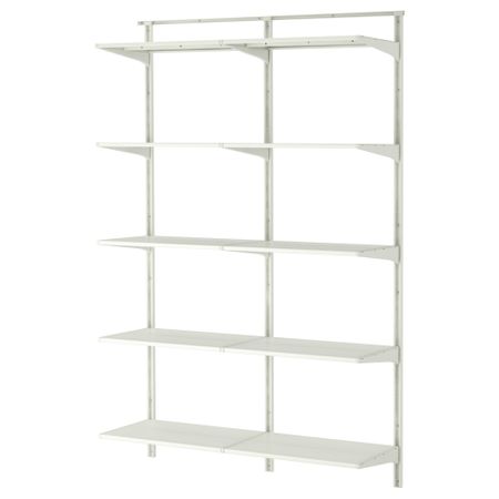 Настенная шина/полки АЛЬГОТ, металл белый (132x40x196 см)