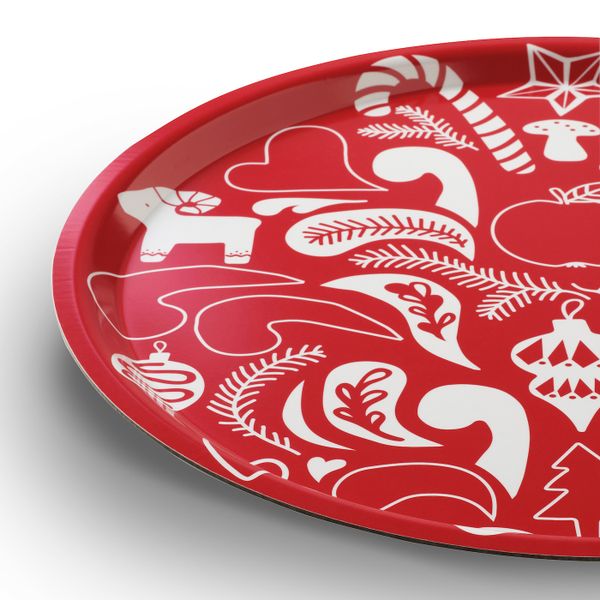 Поднос, с рисунком, белый/красный, 43 см IKEA ВИНТЕРФЕСТ 904.327.83 - схема-чертеж с размерами