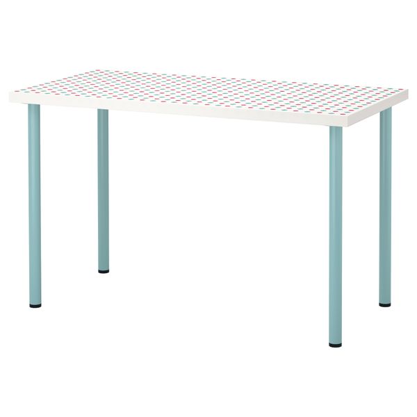 Стол ЛИННМОН / АДИЛЬС, с рисунком, светлая бирюза (120x60 см) - фото 1
