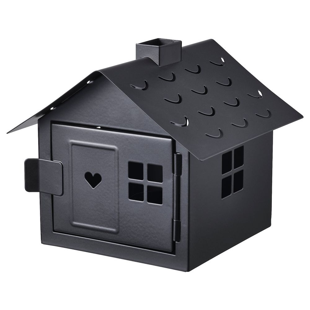 Подсвечник для греющей свечи, домик/черный 14 см IKEA VINDLÖS ВИНДЛЁС 904.973.07 - фото 1