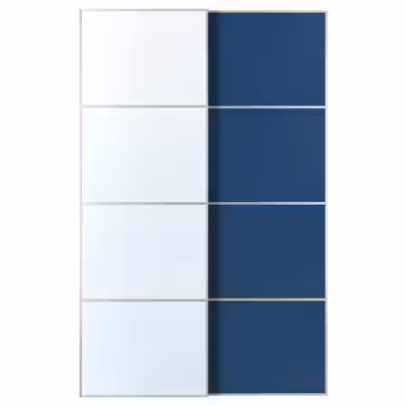 AULI / MEHAMN Пара раздвижных дверей - алюминий зеркальное стекло/двусторонний синий 150x236 см