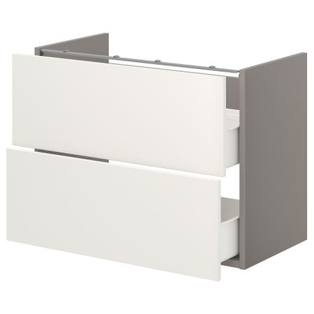 Напольный шкаф для раковины,2 ящика, 80x42x60 см, серый-белый IKEA BEGIVENHET БЕГИВЕНХЕТ 193.223.50