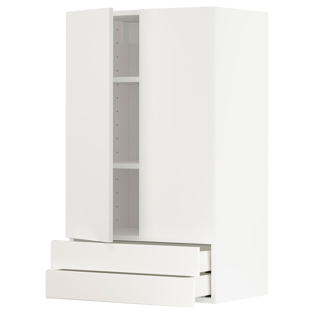 Навесной шкаф/2дверцы/2ящика, белый/Хэггеби белый 60x100 см IKEA METOD МЕТОД 593.013.17 - схема-чертеж с размерами