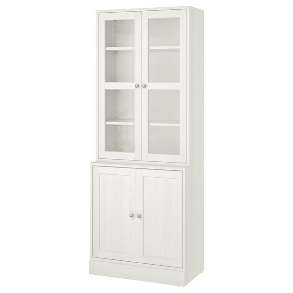 Комбинация для хранения с стеклянная дверцы, 81x47x212 см, белый IKEA HAVSTA ХАВСТА 292.659.81 - фото 1