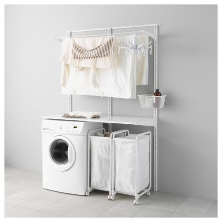 Настенная шина, полки, сушилка АЛЬГОТ, белый (132x60x196 см)