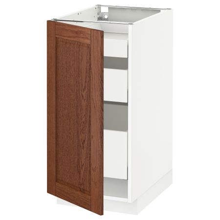 Напольный шкаф с 1 дверцей, 3 ящика МЕТОД / МАКСИМЕРА, белый, Филипстад коричневый