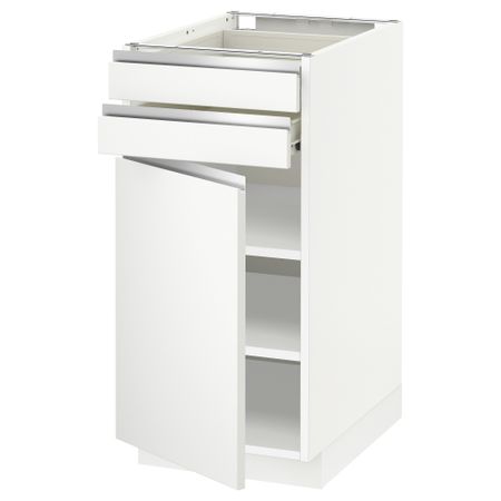Напольный шкаф с дверцей, 2 ящиками МЕТОД / ФОРВАРА, белый, Нодста белый