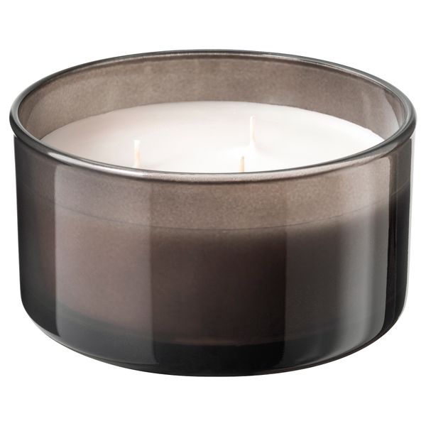 Ароматич свеча в стакане, 3 фитиля КНЭККА, Сосна и мох, коричневый (7 см) - фото 3