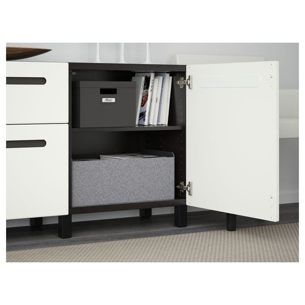 Комбинация для хранения с ящиками БЕСТО, черно-коричневый, Марвикен белый (180x40x74 см) - фото 3